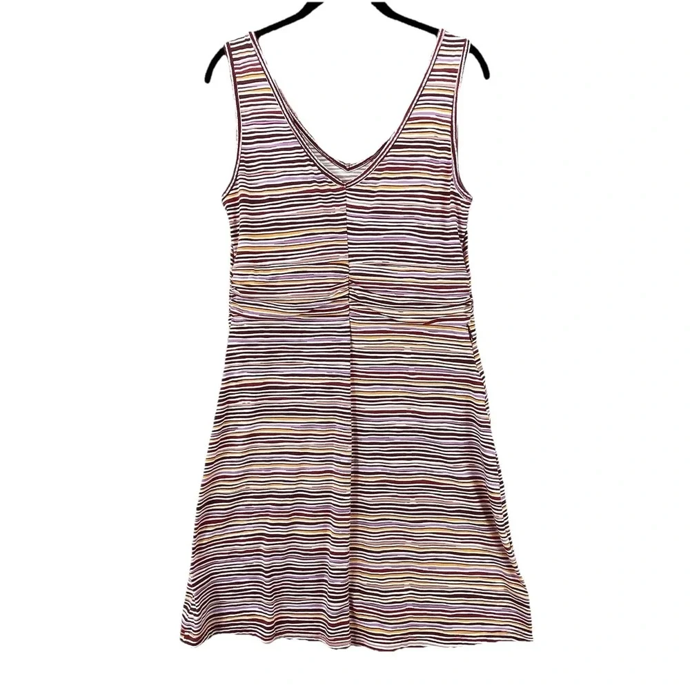 Title Nine Tank Dress Womens M Multicolor‎ Striped V Neck Strappy Jersey Pockets